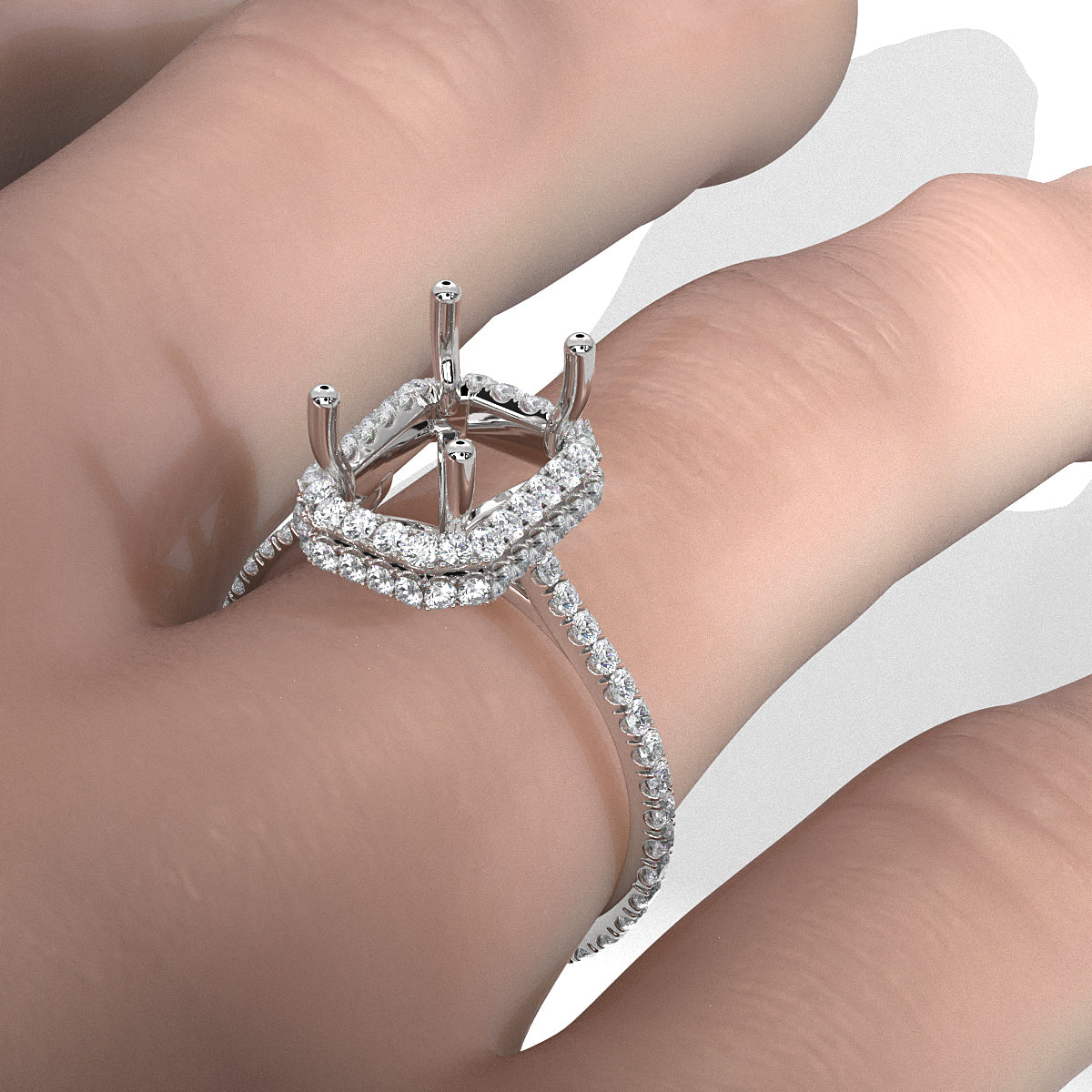 Double Halo Semi Mount Lab Grown Diamond Engagement Ring 0.53 Ct.